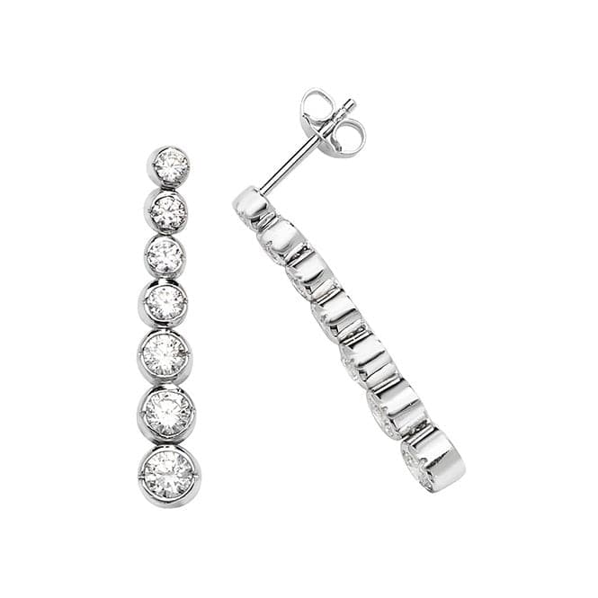 Silver Graduate Zirconia rhodium Plated Drop Earrings G51151Acotis Silver JewelleryTH - G51151