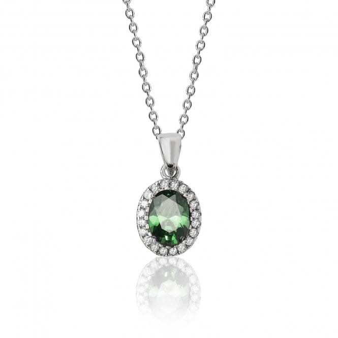 Silver Green White Oval Cluster Cubic Zirconia Chain Pendant SPG0035EMSilver &amp; CoSPG0035EM