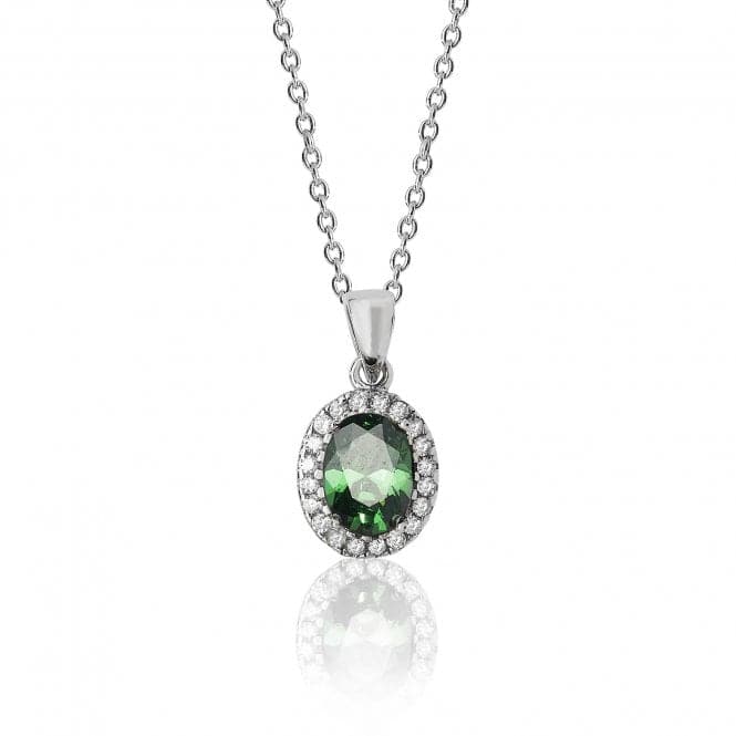 Silver Green White Oval Cluster Cubic Zirconia Chain Pendant SPG0035EMSilver & CoSPG0035EM