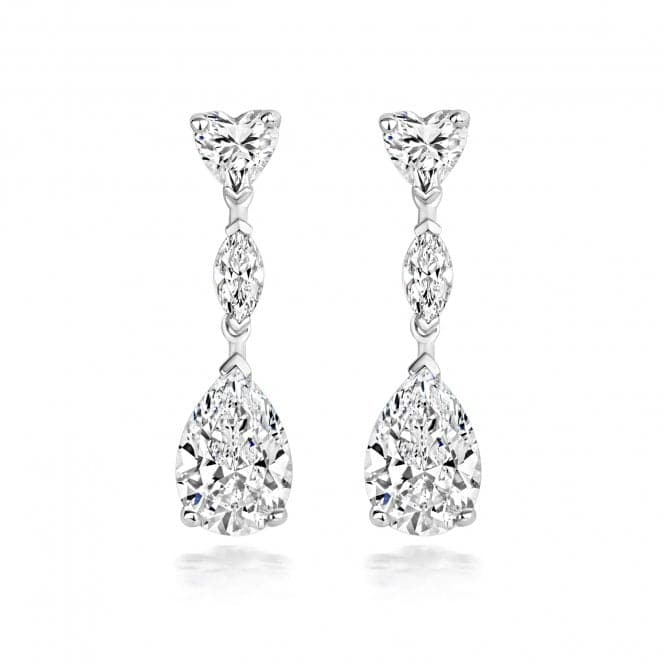 Silver Heart Marquise Large Pear Cubic Zirconia Drop Earrings SEG0079Silver & CoSEG0079