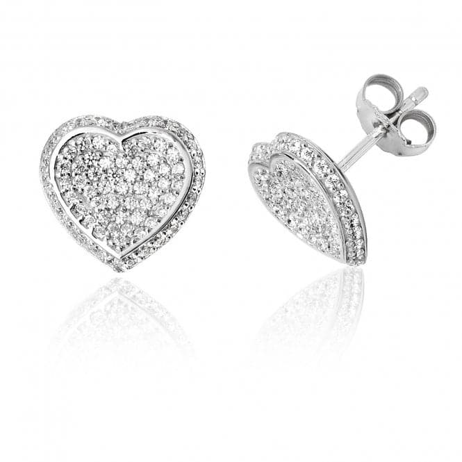 Silver Heart Pave Set Cubic Zirconia Stud Earrings SEG0062CZSilver & CoSEG0062CZ