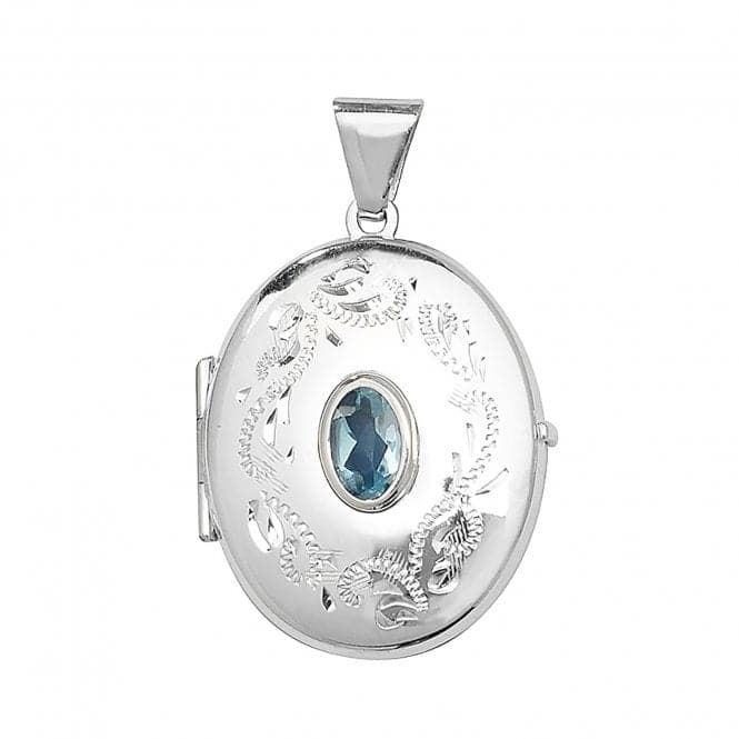 Silver Heart Shaped Blue Topaz Locket G6693Acotis Silver JewelleryTH - G6693