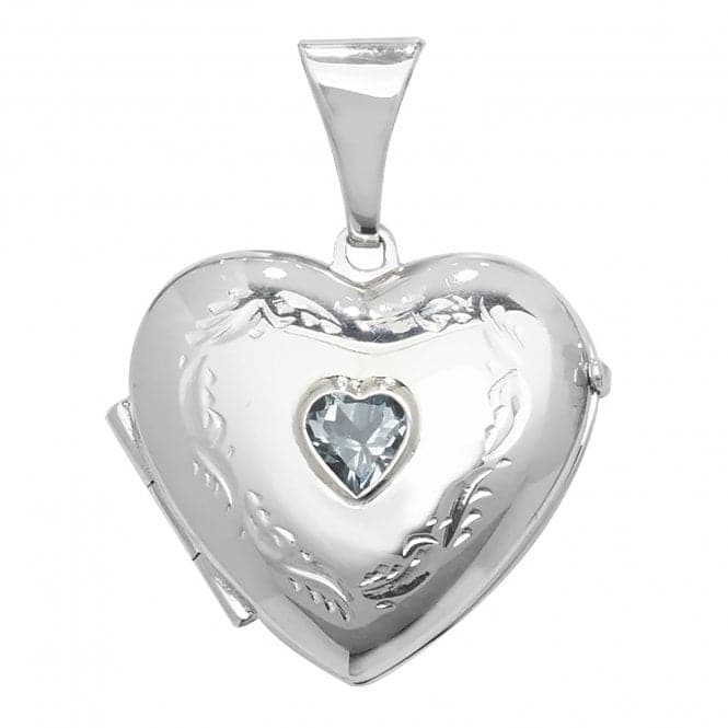 Silver Heart Shaped Blue Topaz Locket G6900Acotis Silver JewelleryTH - G6900