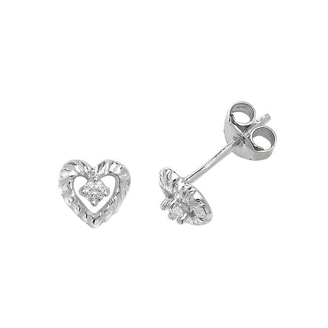 Silver Heart Zirconia Stud Earrings G51050Acotis Silver JewelleryTH - G51050