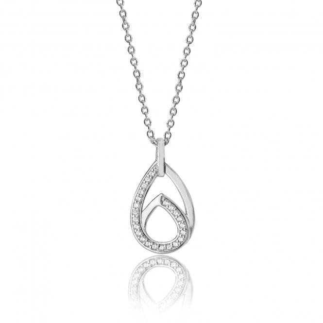 Silver Interlinked Double Pear Shape Plain Cubic Zirconia Chain Pendant SPG0034CZSilver & CoSPG0034CZ