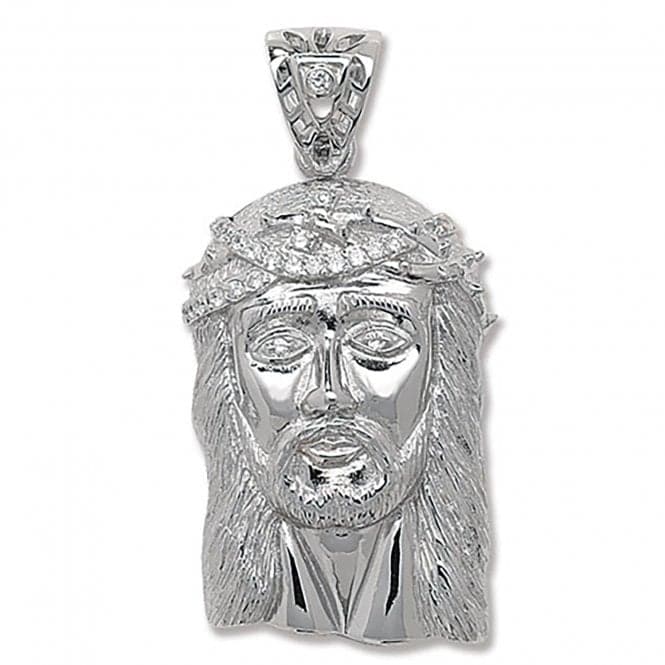 Silver Jesus Christ Face Zirconia Pendant G6251CZAcotis Silver JewelleryTH - G6251CZ