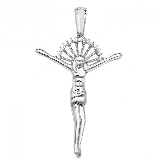 Silver Jesus Christ Zirconia Pendant G61004Acotis Silver JewelleryTH - G61004