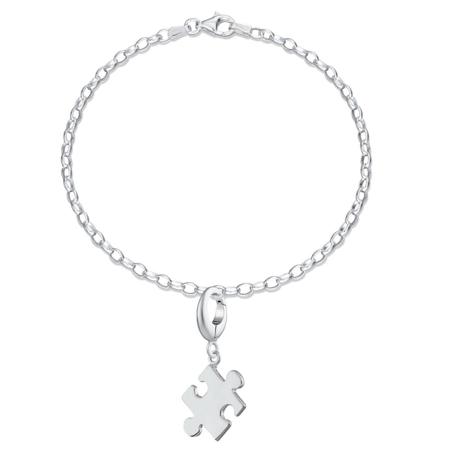Silver Jigsaw Charm Bracelet CBRSJZ-1