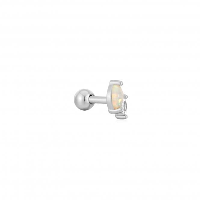 Silver Kyoto Opal And Sparkle Marquise Barbell Single Earring E047 - 07HAnia HaieE047 - 07H