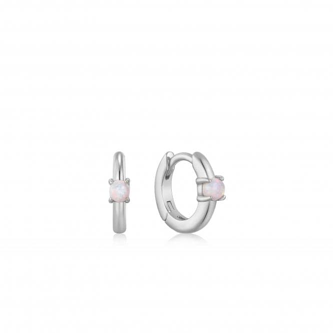 Silver Kyoto Opal Cabochon Huggie Hoop Earrings E035 - 15HAnia HaieE035 - 15H