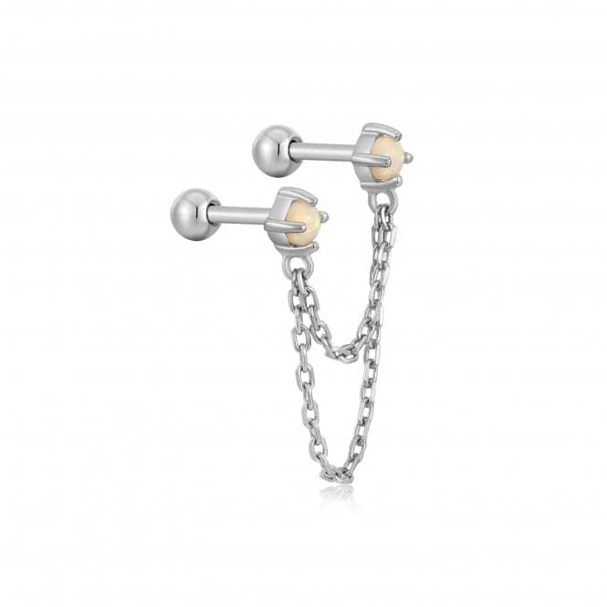 Silver Kyoto Opal Drop Chain Barbell Single Earring E047 - 06HAnia HaieE047 - 06H