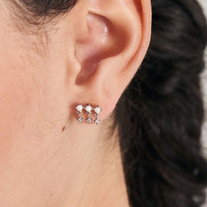 Silver Kyoto Opal Drop Sparkle Barbell Single Earring E047 - 04HAnia HaieE047 - 04H