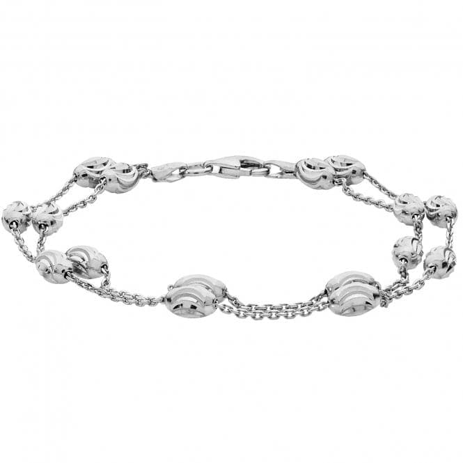 Silver Ladies 2 Row Dia Cut Beads Bracelet G2587Acotis Silver JewelleryTH - G2587