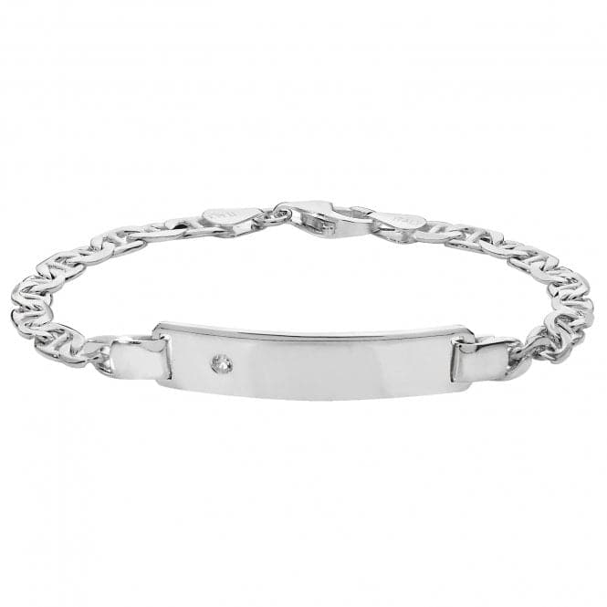 Silver Ladies Anchor Zirconia Set Id Bracelet G2233Acotis Silver JewelleryTH - G2233