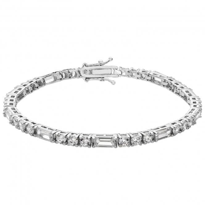 Silver Ladies Baguete&Round Zirconia Bracelet G2658Acotis Silver JewelleryTH - G2658