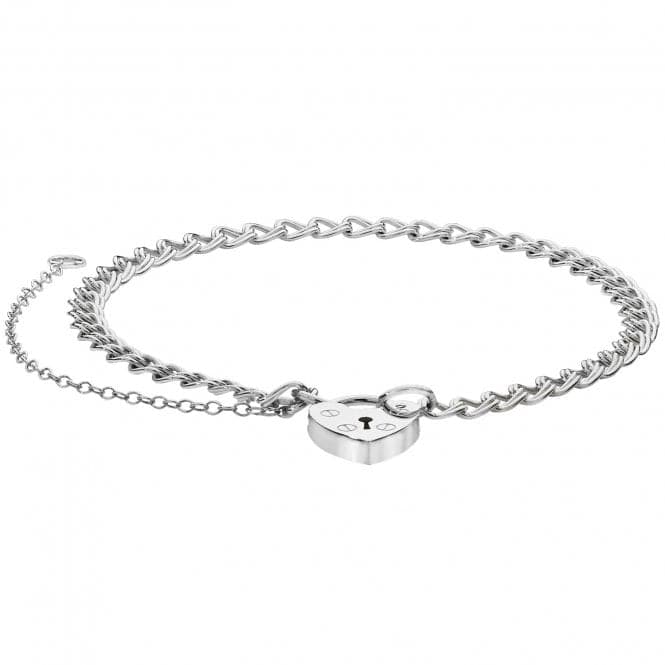 Silver Ladies Charm Bracelet With Heart Padlock G2086Acotis Silver JewelleryTH - G2086