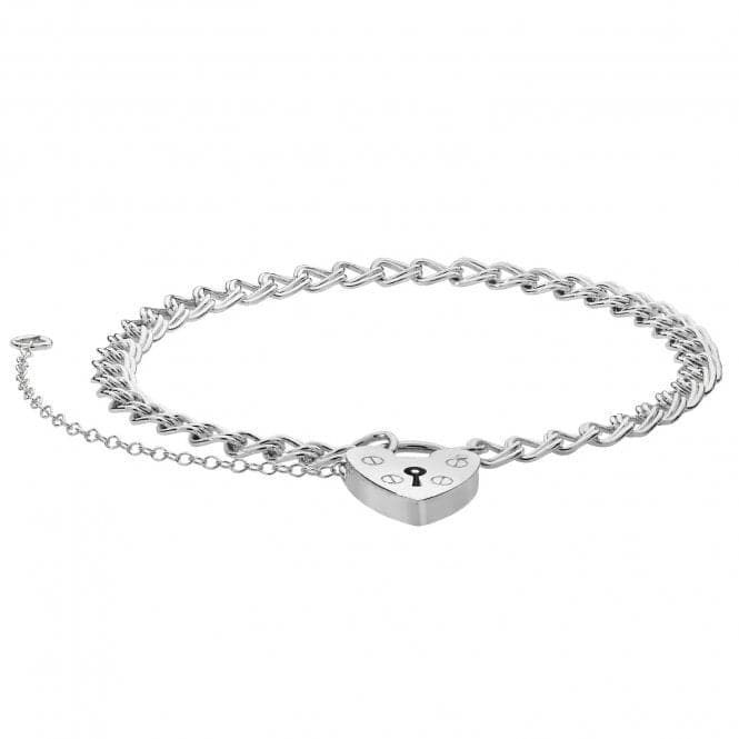 Silver Ladies Charm Bracelet With Heart Padlock G2087Acotis Silver JewelleryTH - G2087