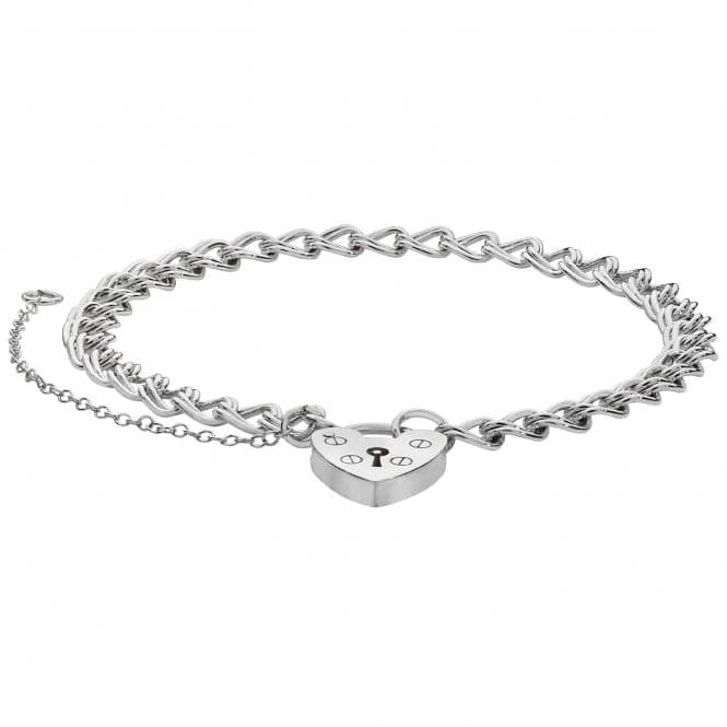 Silver Ladies Charm Bracelet With Heart Padlock G2088Acotis Silver JewelleryTH - G2088