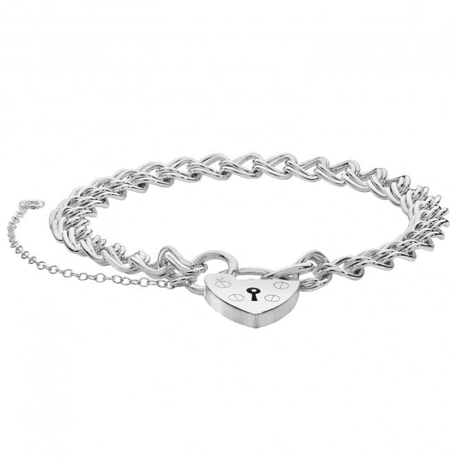 Silver Ladies Charm Bracelet With Heart Padlock G2089Acotis Silver JewelleryTH - G2089