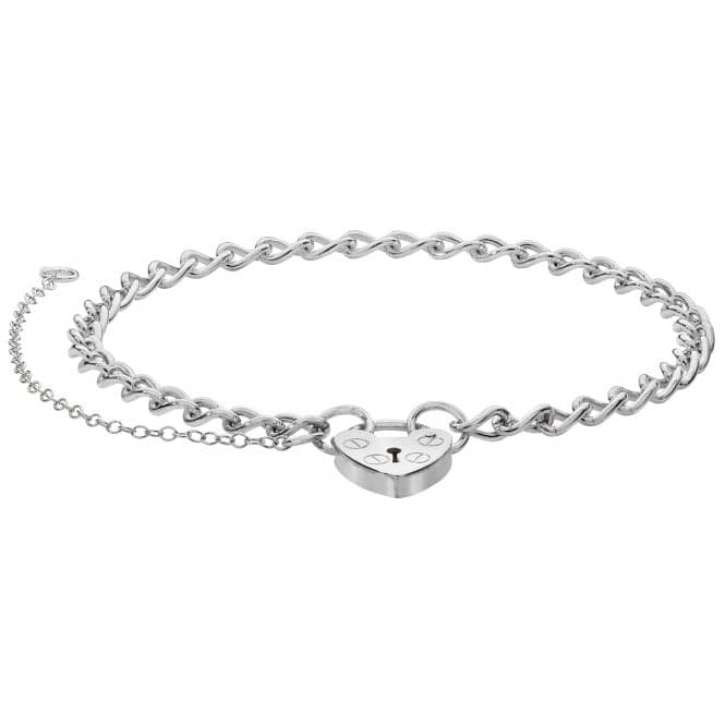 Silver Ladies Charm Bracelet With Heart Padlock G2090Acotis Silver JewelleryTH - G2090