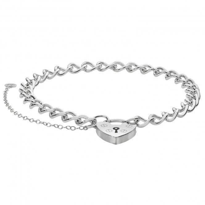 Silver Ladies Charm Bracelet With Heart Padlock G2091Acotis Silver JewelleryTH - G2091