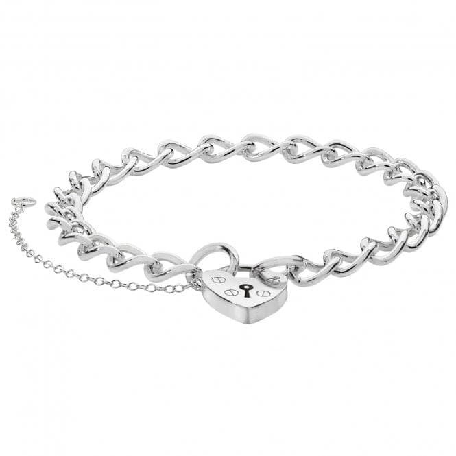 Silver Ladies Charm Bracelet With Heart Padlock G2092Acotis Silver JewelleryTH - G2092