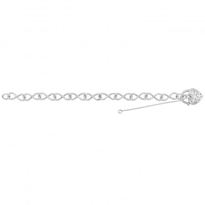 Silver Ladies Charm Bracelet With Heart Padlock G2389Acotis Silver JewelleryTH - G2389