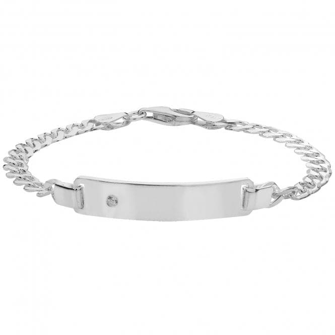 Silver Ladies Curb Zirconia Set Id Bracelet G2231Acotis Silver JewelleryTH - G2231