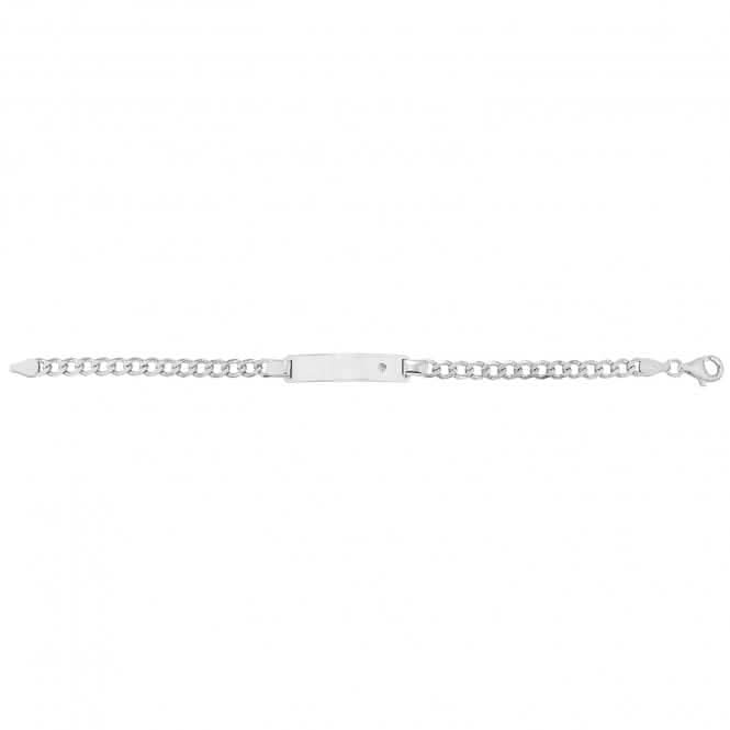 Silver Ladies Curb Zirconia Set Id Bracelet G2231Acotis Silver JewelleryTH - G2231