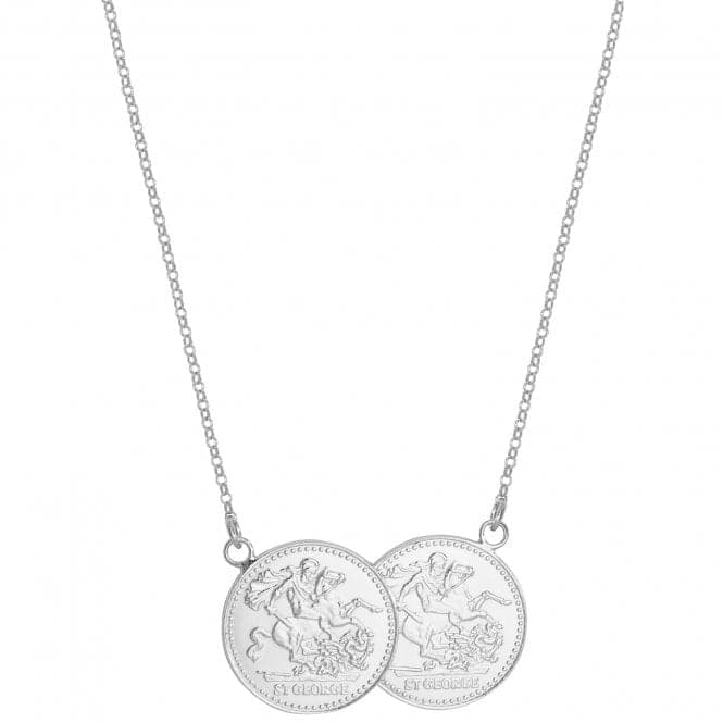 Silver Ladies Full Double Sovereign Coin Necklace G3301FAcotis Silver JewelleryTH - G3301F