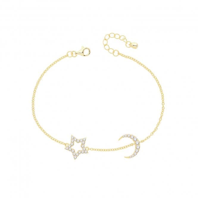 Silver Ladies Gold Plated Star / Moon Bracelet G2700GPAcotis Silver JewelleryTH - G2700GP