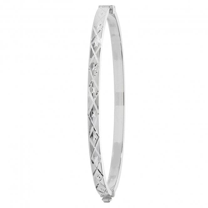 Silver Ladies Oval Dia Cut Hinged Bangle G4284Acotis Silver JewelleryTH - G4284