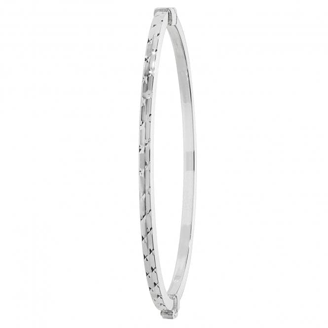 Silver Ladies Oval Dia Cut Hinged Bangle G4293Acotis Silver JewelleryTH - G4293