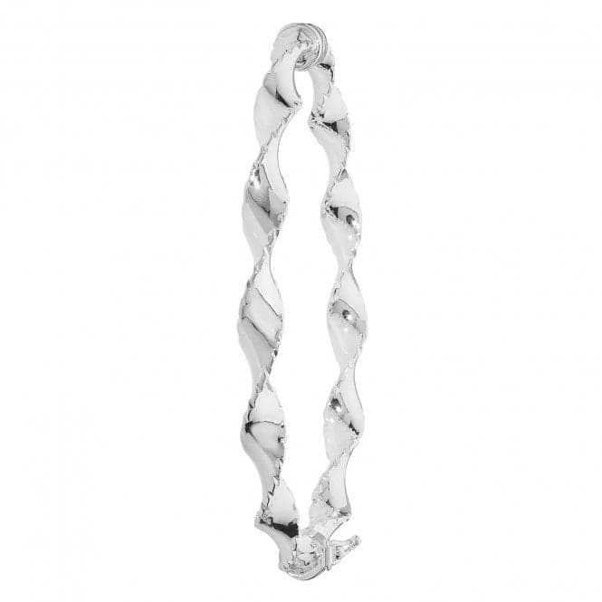Silver Ladies Oval Dia Cut Twisted Hinged Bangle G4273Acotis Silver JewelleryTH - G4273