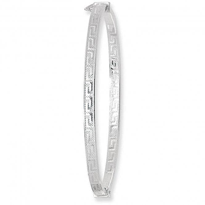 Silver Ladies Oval Greek Design Hinged Bangle G4132Acotis Silver JewelleryTH - G4132