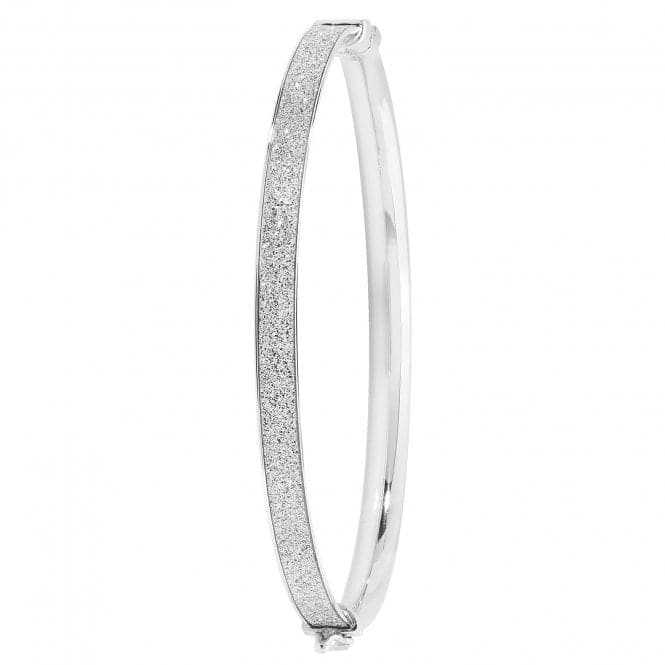 Silver Ladies Oval Moondust Hinged Bangle G4339Acotis Silver JewelleryTH - G4339