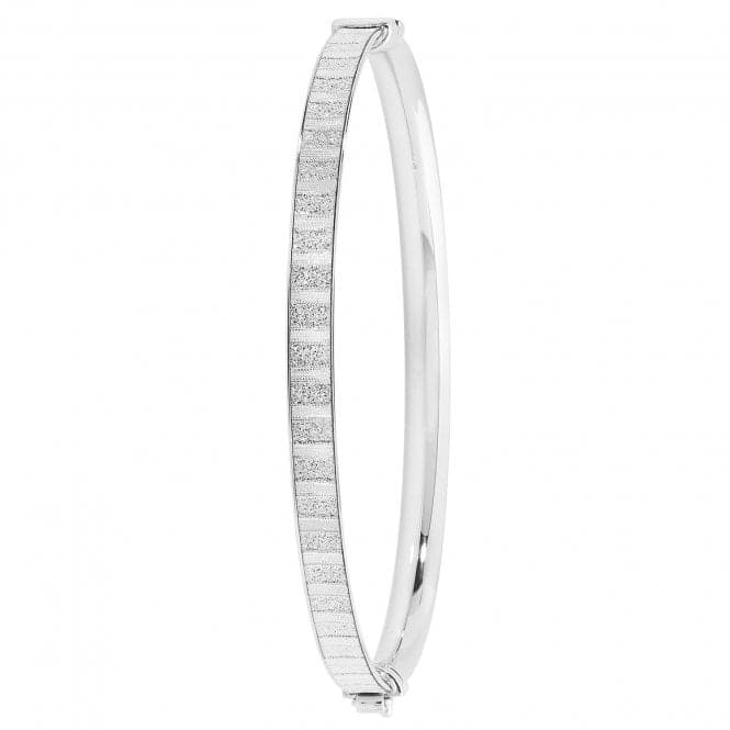 Silver Ladies Oval Moondust Hinged Bangle G4340Acotis Silver JewelleryTH - G4340