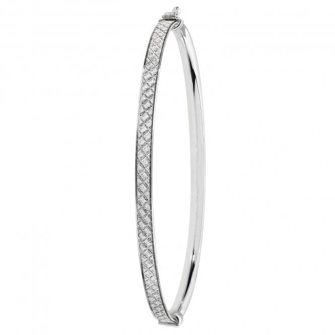 Silver Ladies Oval Moondust Hinged Bangle G4395Acotis Silver JewelleryTH - G4395