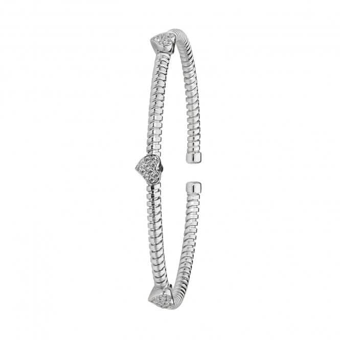 Silver Ladies Oval rhodium Plated Zirconia Bangle G4213Acotis Silver JewelleryTH - G4213