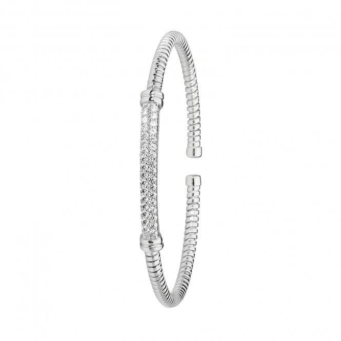 Silver Ladies Oval rhodium Plated Zirconia Bangle G4215Acotis Silver JewelleryTH - G4215