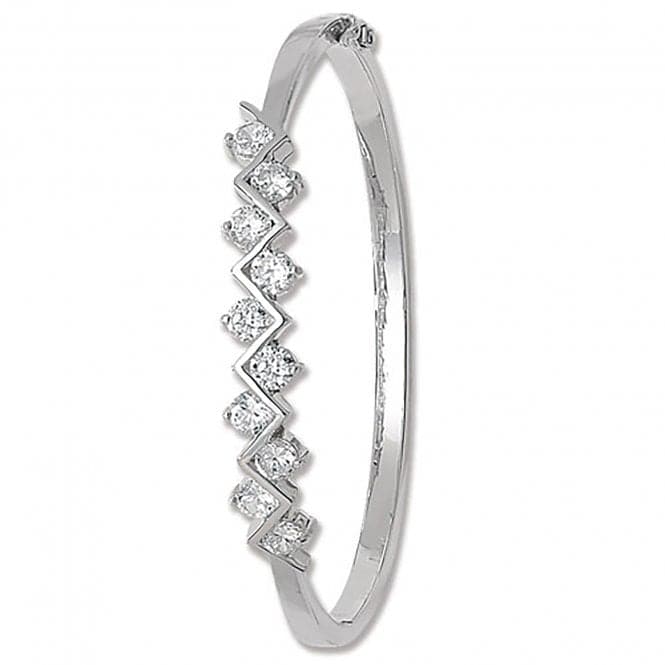 Silver Ladies Oval Zirconia Hinged Bangle G4046CZAcotis Silver JewelleryTH - G4046CZ