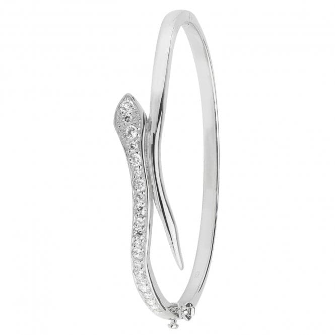 Silver Ladies Oval Zirconia Hinged Bangle G4262Acotis Silver JewelleryTH - G4262