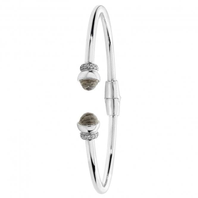 Silver Ladies rhodium Plated Crystal & Zirconia Torc Bangle G4397Acotis Silver JewelleryTH - G4397