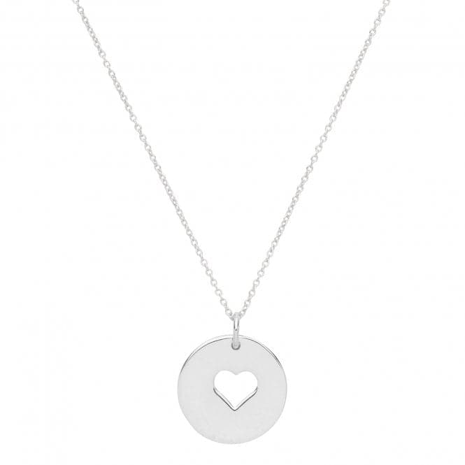 Silver Ladies rhodium Plated Disc With Heart Necklace G3381Acotis Silver JewelleryTH - G3381