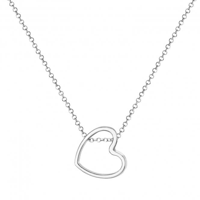 Silver Ladies rhodium Plated Heart Pendant On Chain G3331Acotis Silver JewelleryTH - G3331