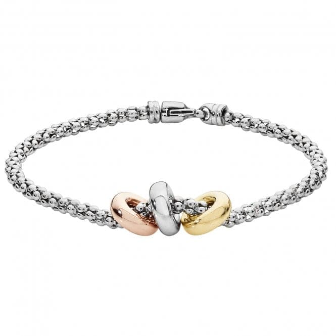 Silver Ladies rhodium Plated Mesh & Gold Plated Rings Bracelet G3261BAcotis Silver JewelleryTH - G3261B