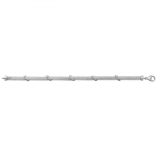 Silver Ladies rhodium Plated Mesh Zirconia Set Bracelet G3197BAcotis Silver JewelleryTH - G3197B
