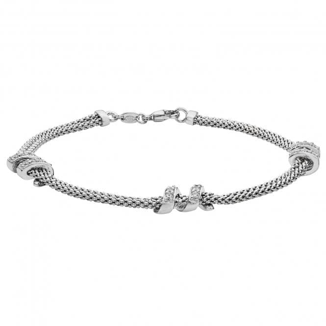 Silver Ladies rhodium Plated Mesh Zirconia Set Bracelet G3252BAcotis Silver JewelleryTH - G3252B