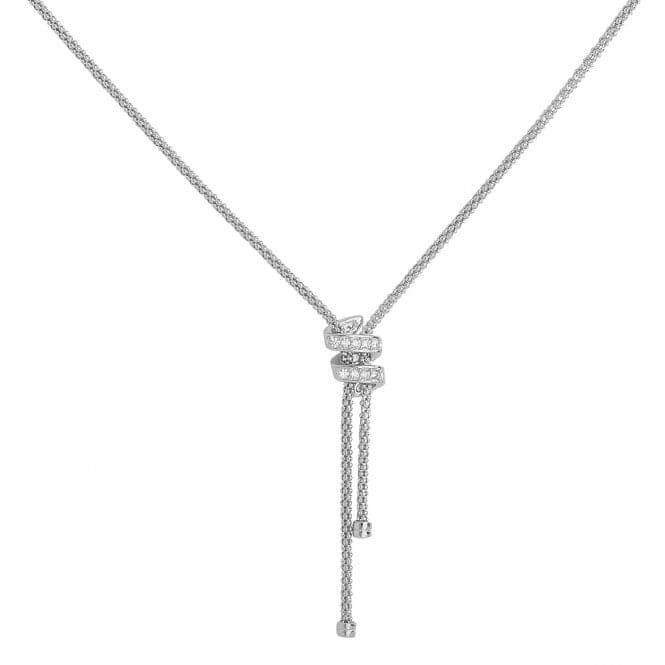 Silver Ladies rhodium Plated Mesh Zirconia Set Necklace G3252Acotis Silver JewelleryTH - G3252