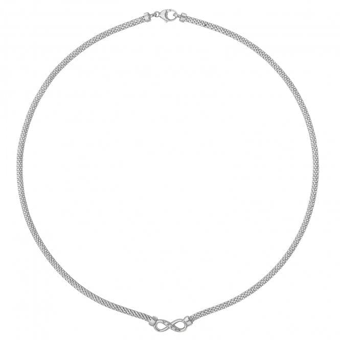 Silver Ladies rhodium Plated Mesh Zirconia Set Necklace G3272Acotis Silver JewelleryTH - G3272